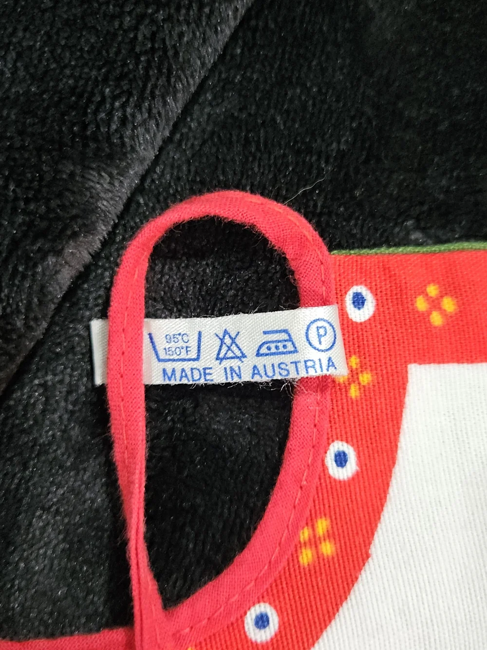 Vintage Baby Bib with Folk Art Print - Made in Austria